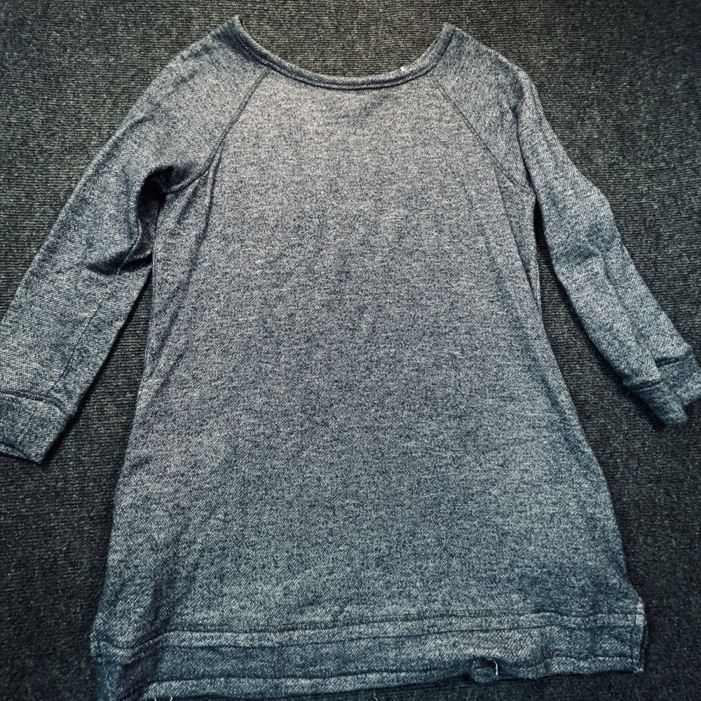 Cezanne Blue Marled Knit Tunic Sweatshirt M Oversized Pockets Lounge Scoop Neck